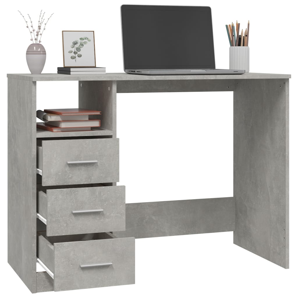 Bureau Met Lades 102X50X76 Cm Bewerkt Hout Betongrijs