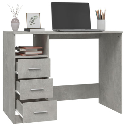 Bureau Met Lades 102X50X76 Cm Bewerkt Hout Betongrijs