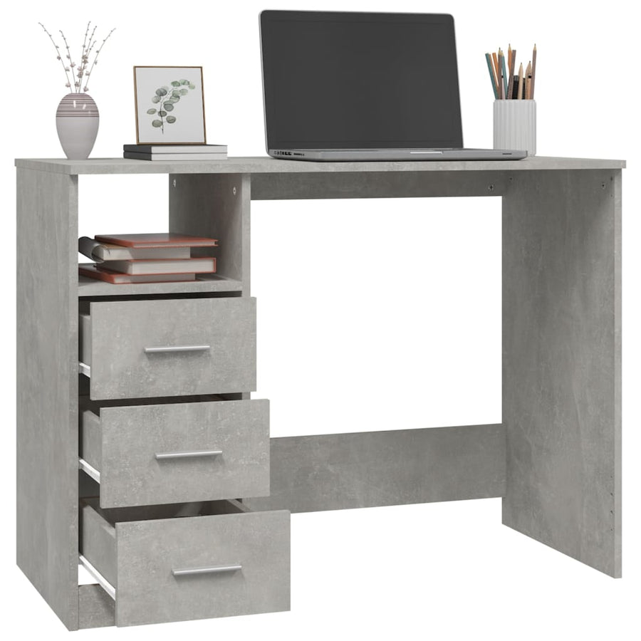Bureau Met Lades 102X50X76 Cm Bewerkt Hout Betongrijs