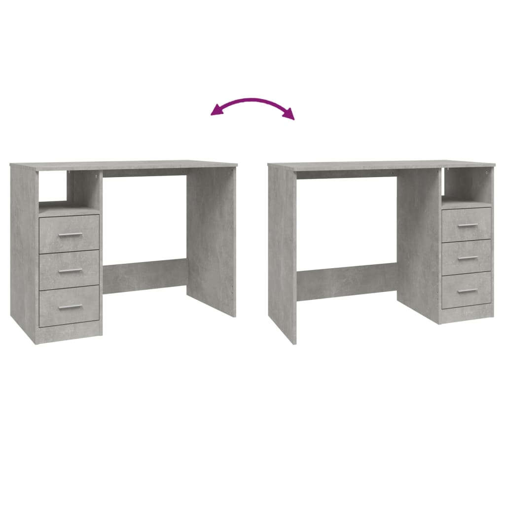 Bureau Met Lades 102X50X76 Cm Bewerkt Hout Betongrijs