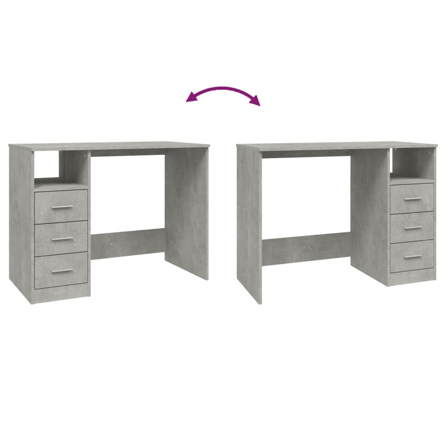 Bureau Met Lades 102X50X76 Cm Bewerkt Hout Betongrijs