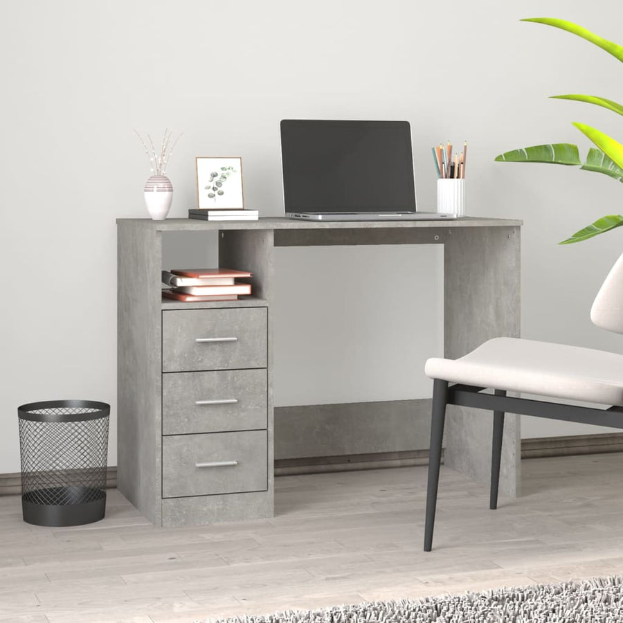 Bureau Met Lades 102X50X76 Cm Bewerkt Hout Betongrijs