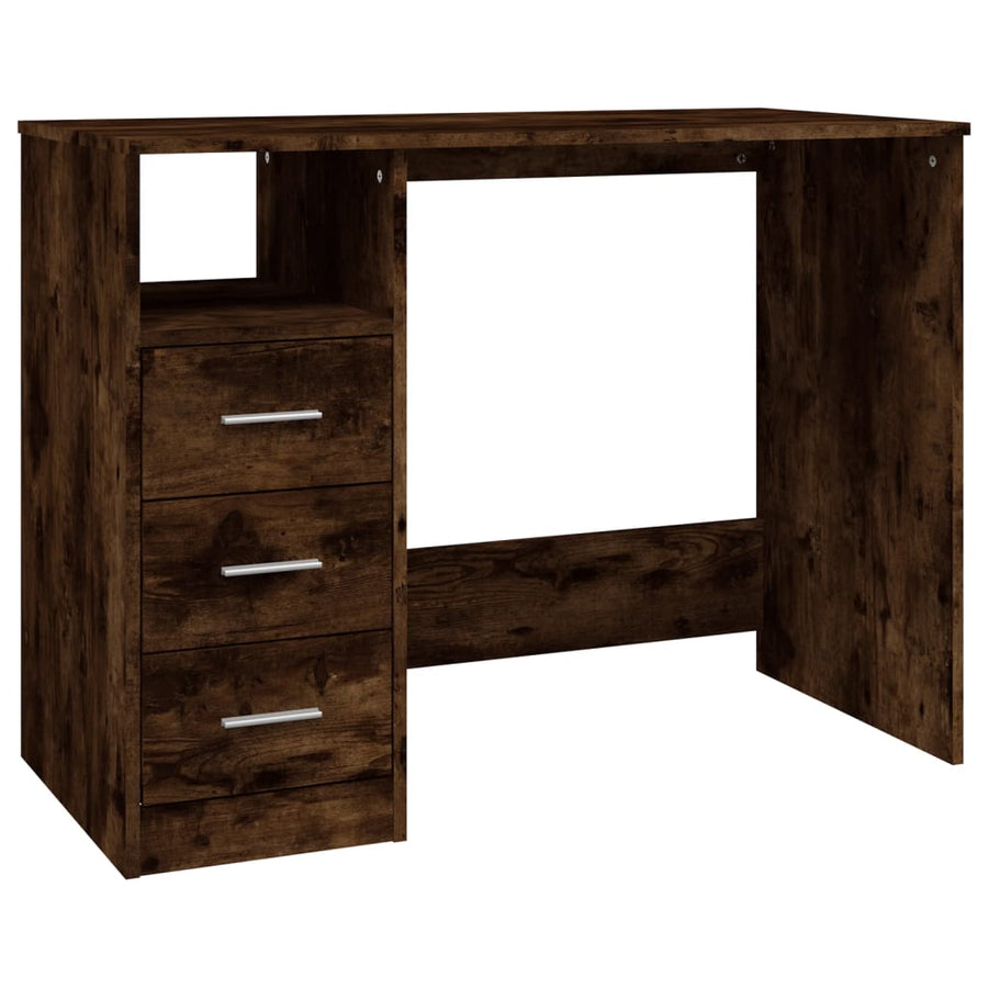 Bureau Met Lades 102X50X76 Cm Bewerkt Hout Kleurig Gerookt eiken