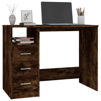 Bureau Met Lades 102X50X76 Cm Bewerkt Hout Kleurig Gerookt eiken