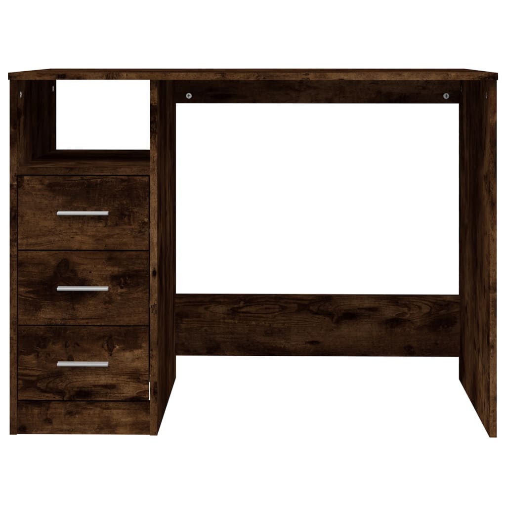 Bureau Met Lades 102X50X76 Cm Bewerkt Hout Kleurig Gerookt eiken