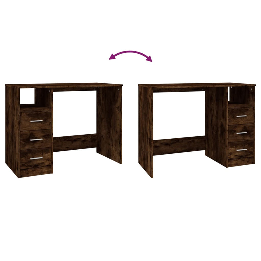 Bureau Met Lades 102X50X76 Cm Bewerkt Hout Kleurig Gerookt eiken