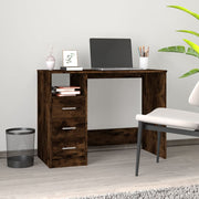 Desk with drawers 102x50x76 cm treated wood smoked oak finish
