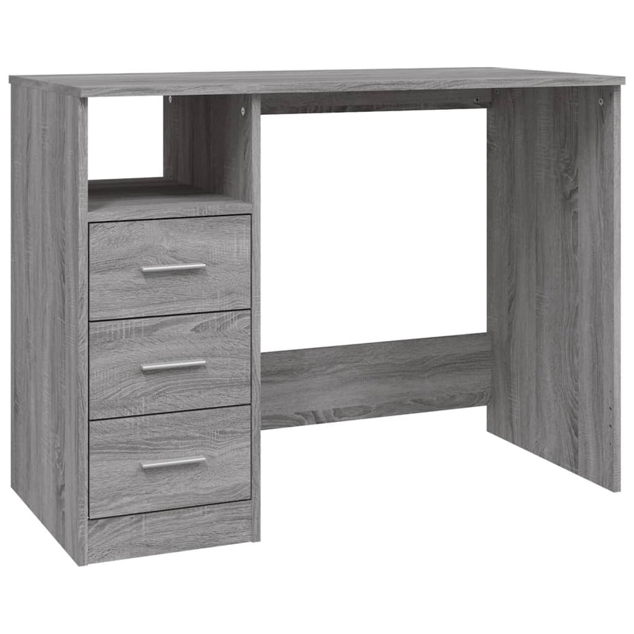 Bureau Met Lades 102X50X76 Cm Bewerkt Hout Eiken Grijs sonoma