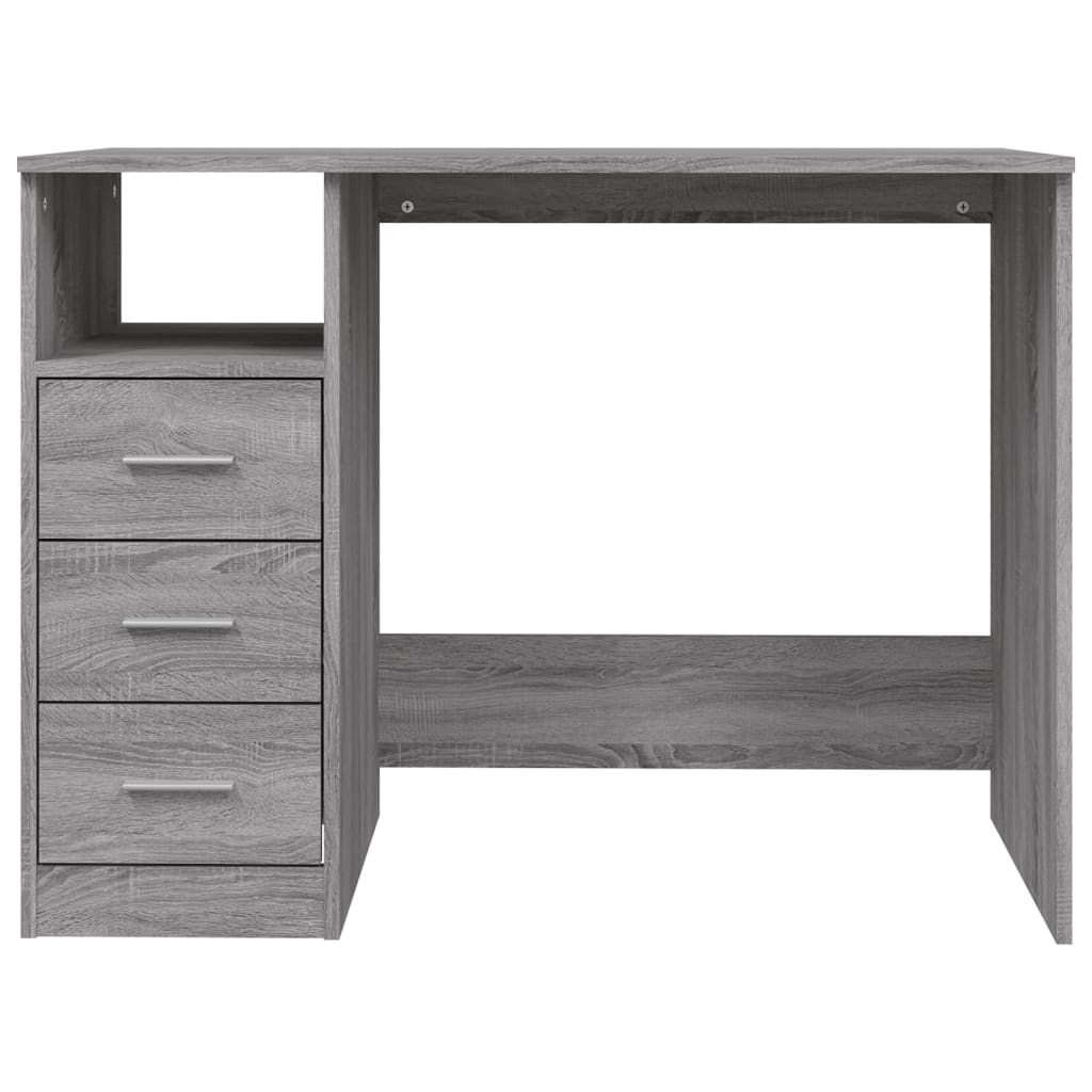 Bureau Met Lades 102X50X76 Cm Bewerkt Hout Eiken Grijs sonoma