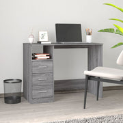 Desk with drawers 102x50x76 cm engineered wood gray sonoma oak