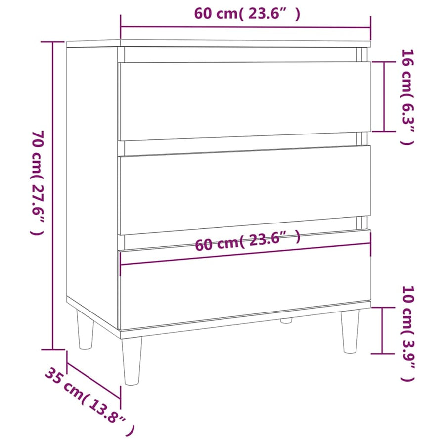 Dressoir 60X35X70 Cm Bewerkt Hout Wit