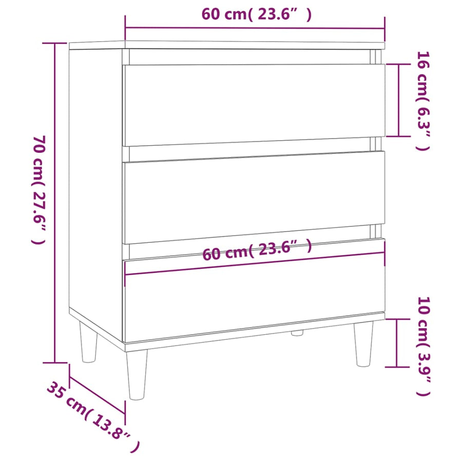 Dressoir 60X35X70 Cm Bewerkt Hout Zwart