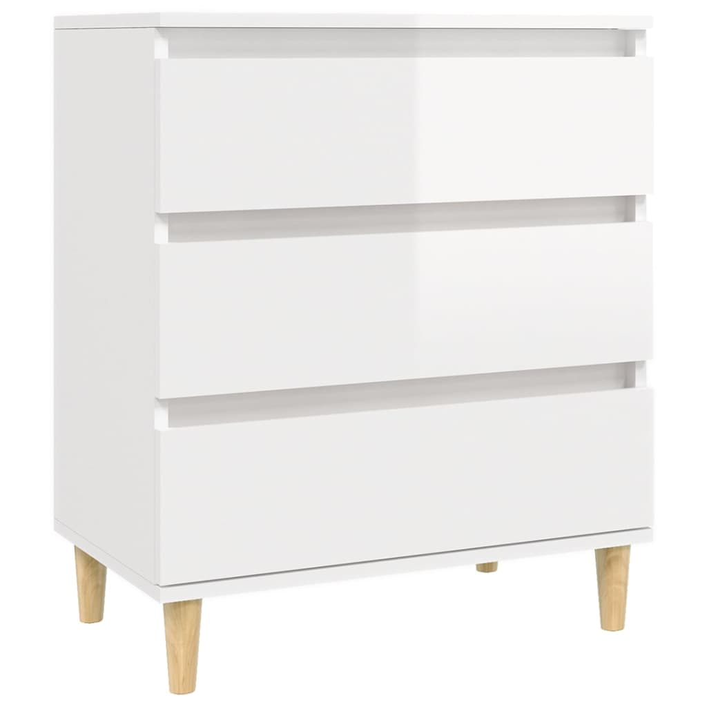 Dressoir 60X35X70 Cm Bewerkt Hout Hoogglans Wit