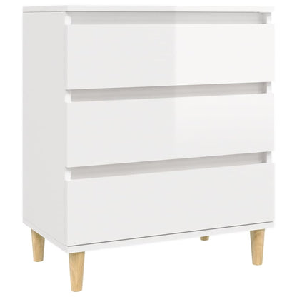 Dressoir 60X35X70 Cm Bewerkt Hout Hoogglans Wit