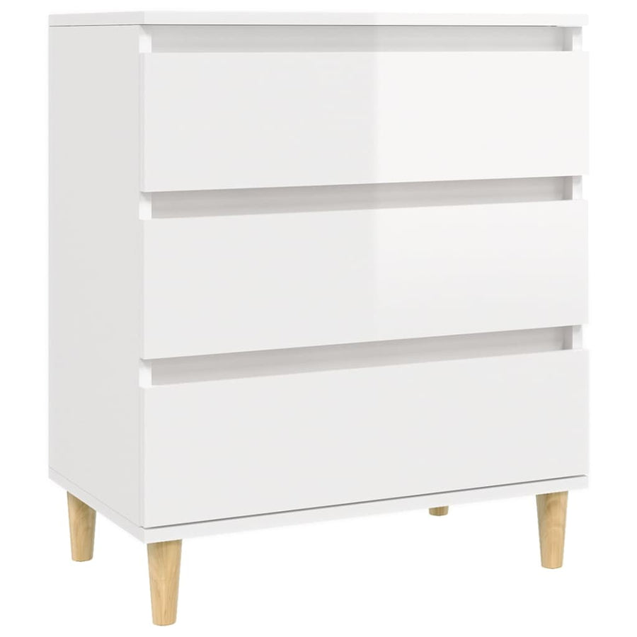 Dressoir 60X35X70 Cm Bewerkt Hout Hoogglans Wit