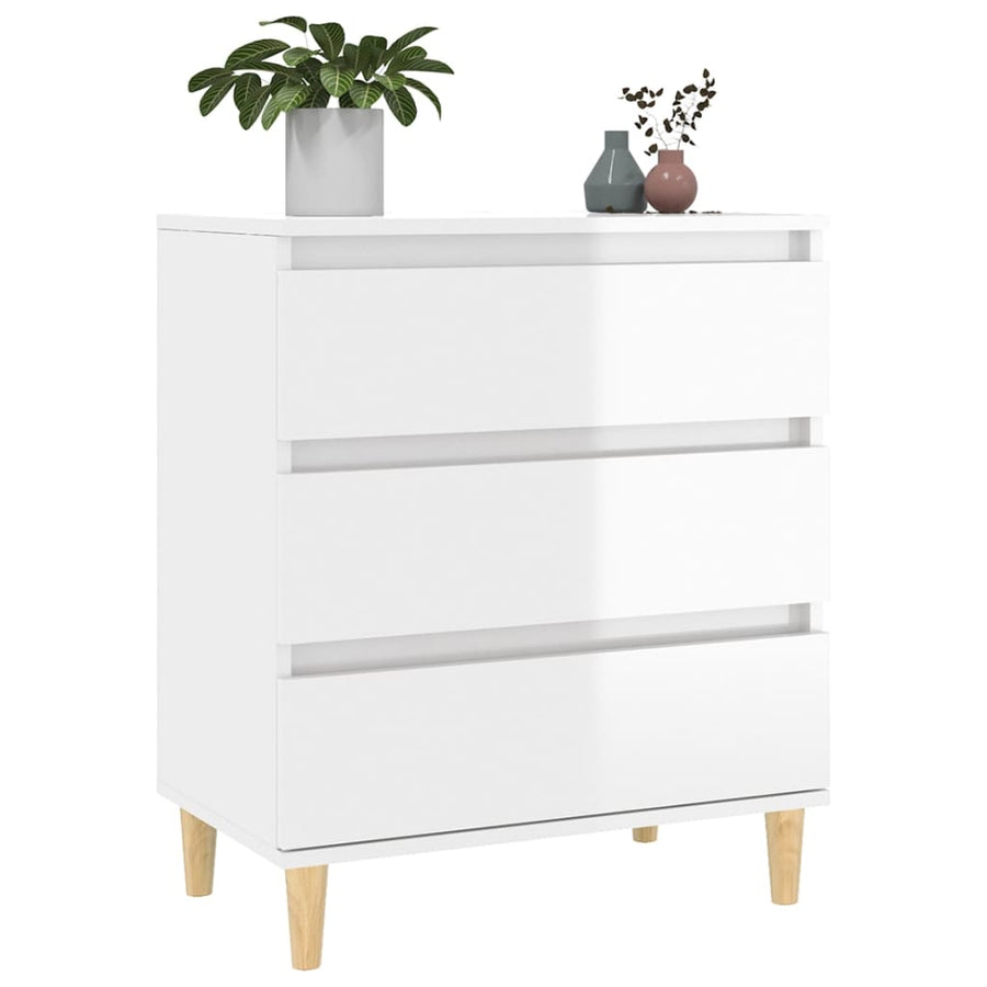 Dressoir 60X35X70 Cm Bewerkt Hout Hoogglans Wit