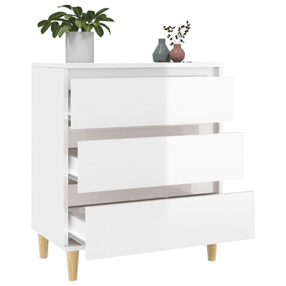 Dressoir 60X35X70 Cm Bewerkt Hout Hoogglans Wit