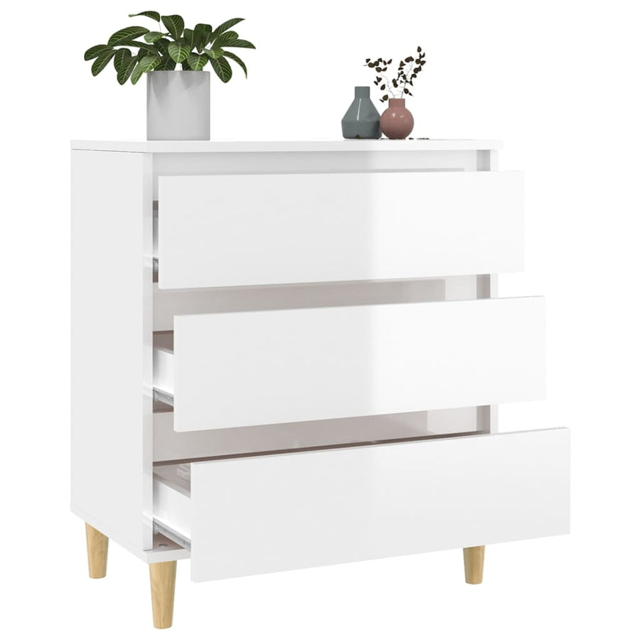 Dressoir 60X35X70 Cm Bewerkt Hout Hoogglans Wit