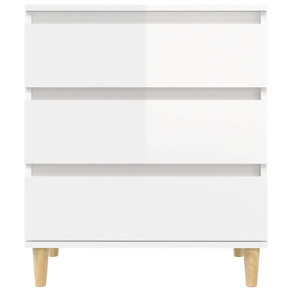 Dressoir 60X35X70 Cm Bewerkt Hout Hoogglans Wit