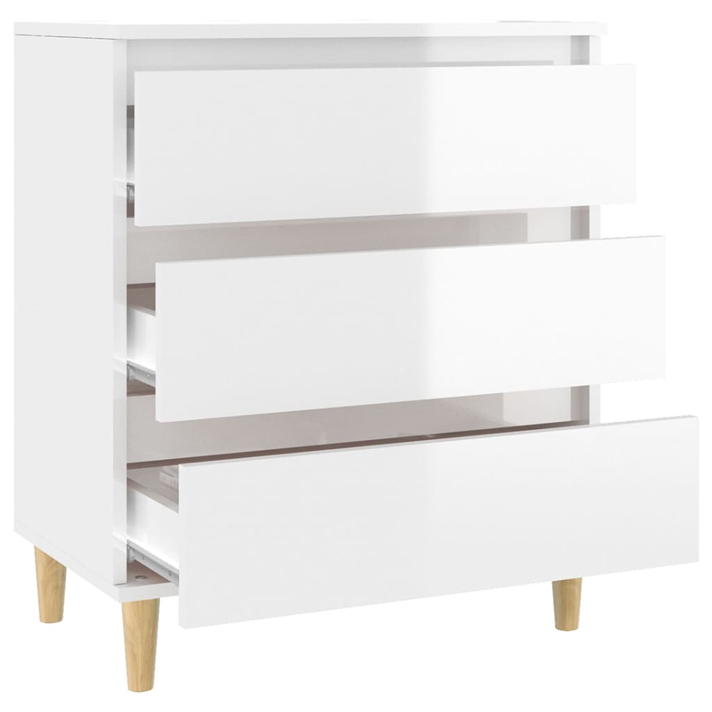 Dressoir 60X35X70 Cm Bewerkt Hout Hoogglans Wit