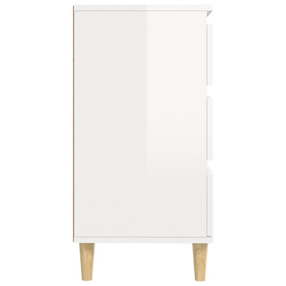Dressoir 60X35X70 Cm Bewerkt Hout Hoogglans Wit