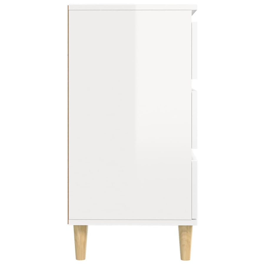 Dressoir 60X35X70 Cm Bewerkt Hout Hoogglans Wit