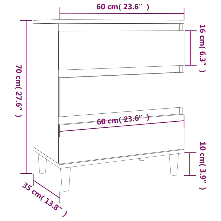Dressoir 60X35X70 Cm Bewerkt Hout Sonoma Eikenkleurig