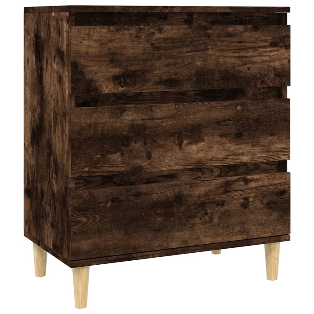 Dressoir 60X35X70 Cm Bewerkt Hout Gerookt Eikenkleurig