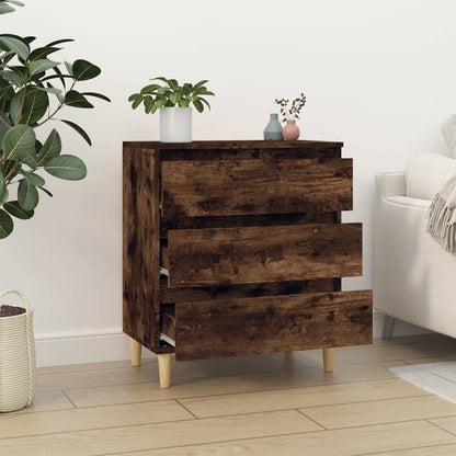 Dressoir 60X35X70 Cm Bewerkt Hout Gerookt Eikenkleurig