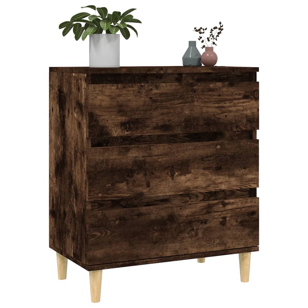 Dressoir 60X35X70 Cm Bewerkt Hout Gerookt Eikenkleurig