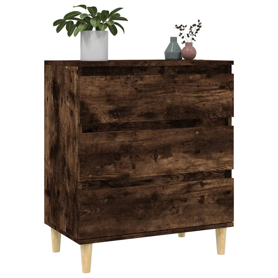 Dressoir 60X35X70 Cm Bewerkt Hout Gerookt Eikenkleurig
