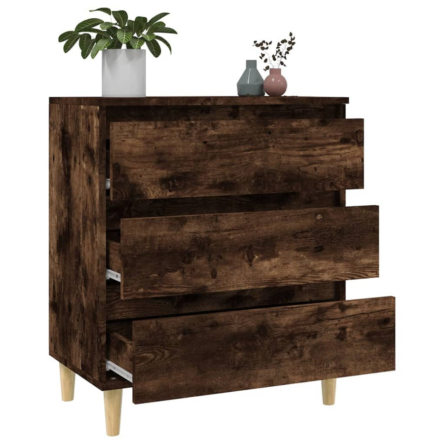 Dressoir 60X35X70 Cm Bewerkt Hout Gerookt Eikenkleurig