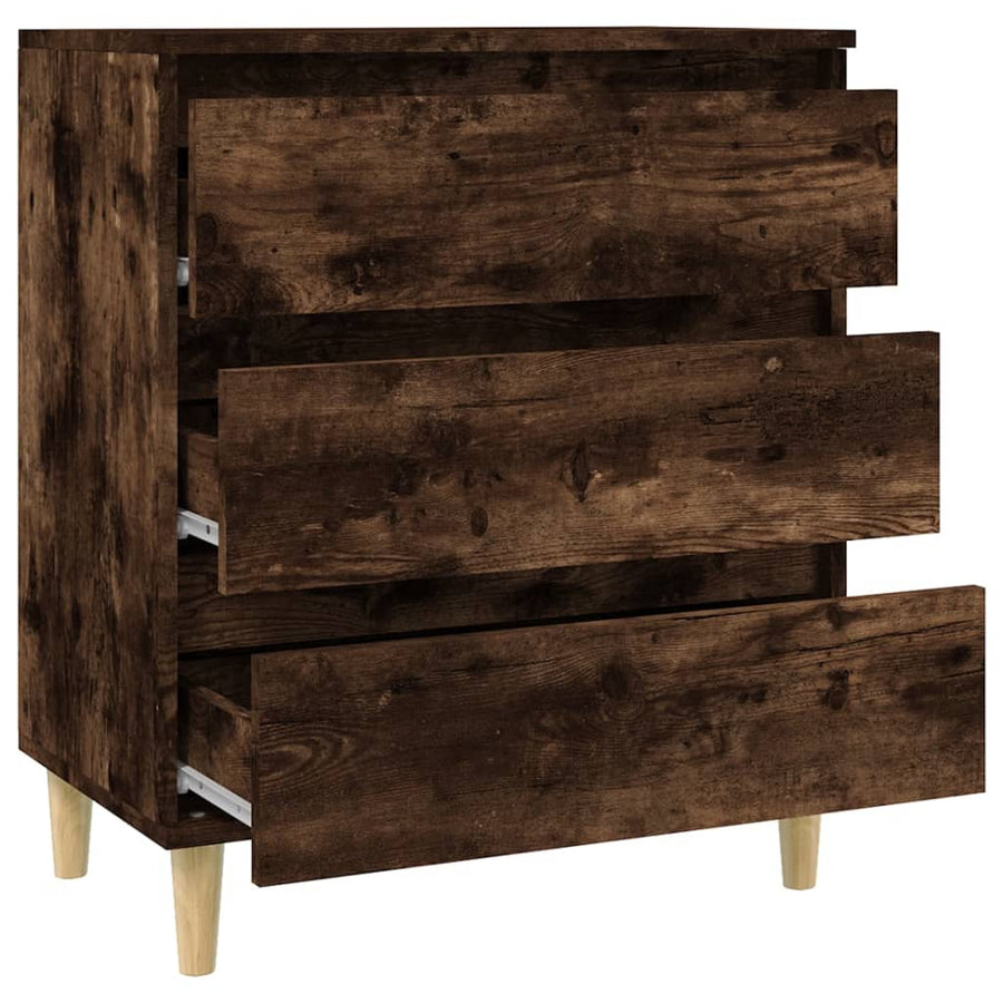 Dressoir 60X35X70 Cm Bewerkt Hout Gerookt Eikenkleurig