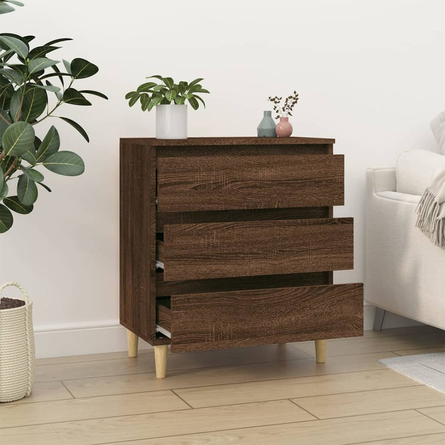 Dressoir 60X35X70 Cm Bewerkt Hout Bruin Eikenkleur