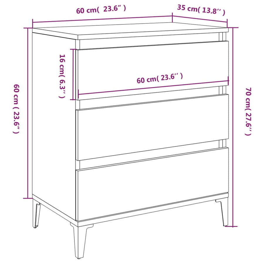 Dressoir 60X35X70 Cm Bewerkt Hout Zwart