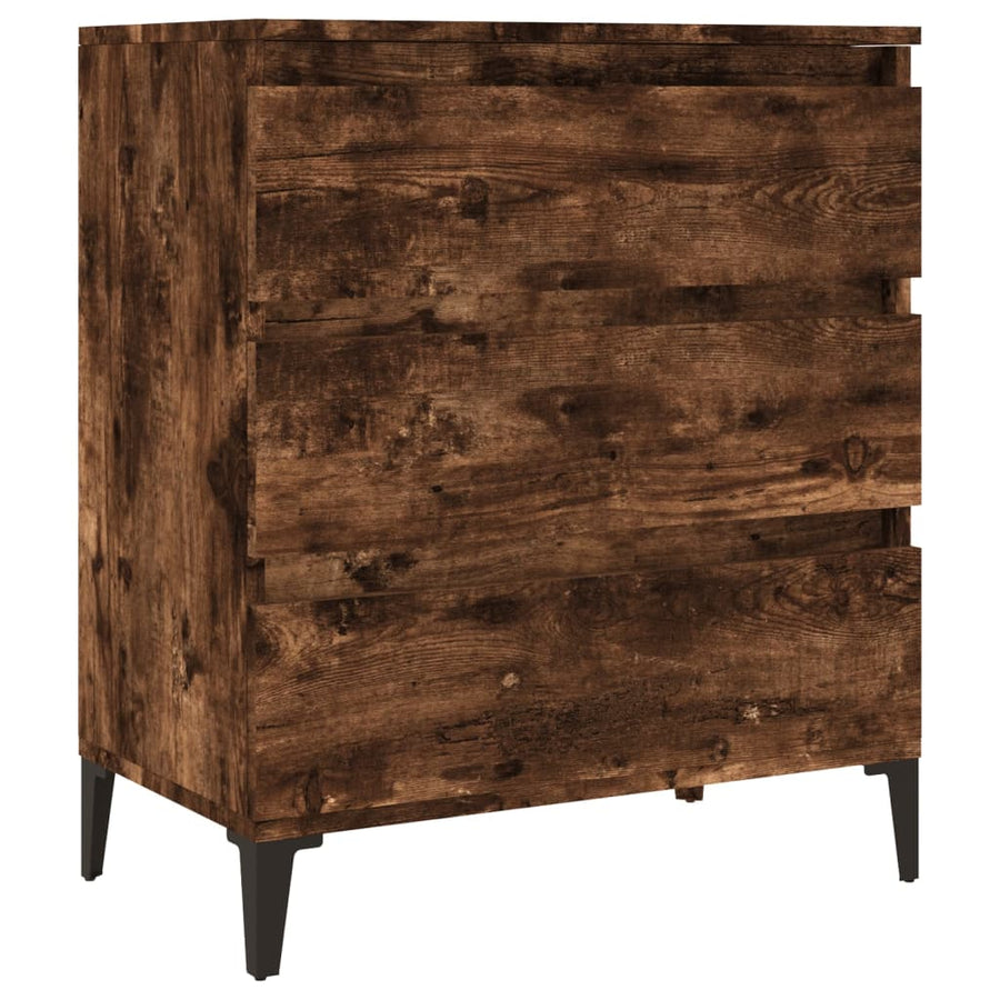 Dressoir 60X35X70 Cm Bewerkt Hout Gerookt Eikenkleurig