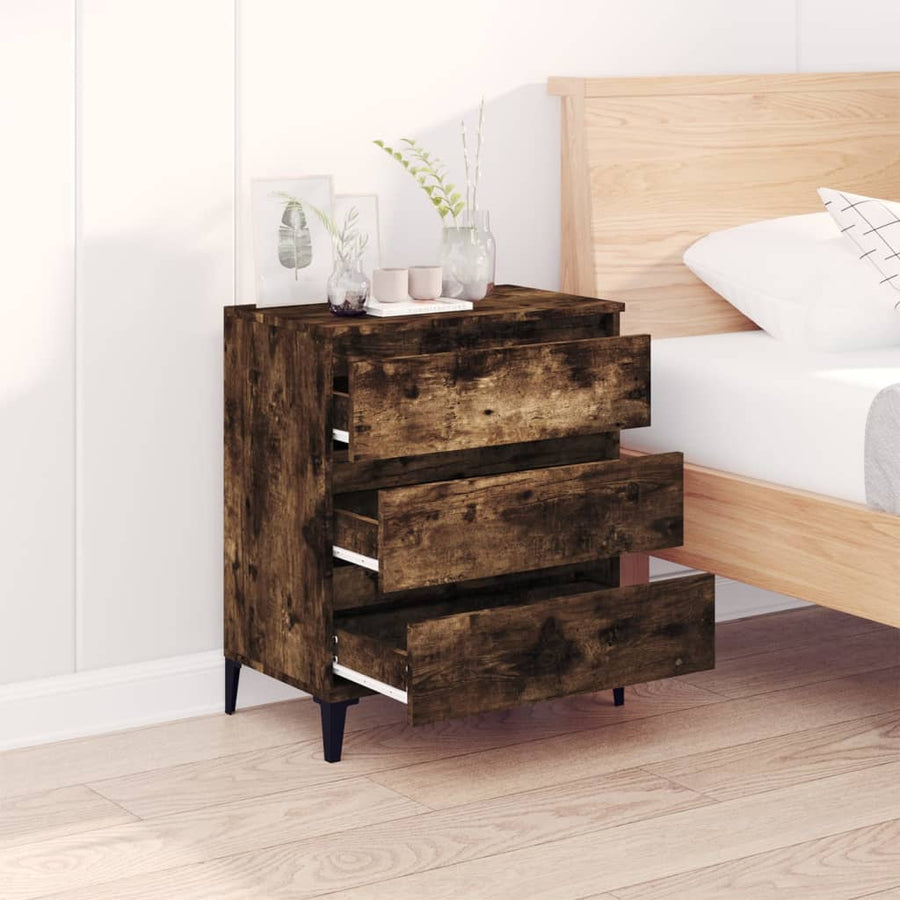 Dressoir 60X35X70 Cm Bewerkt Hout Gerookt Eikenkleurig