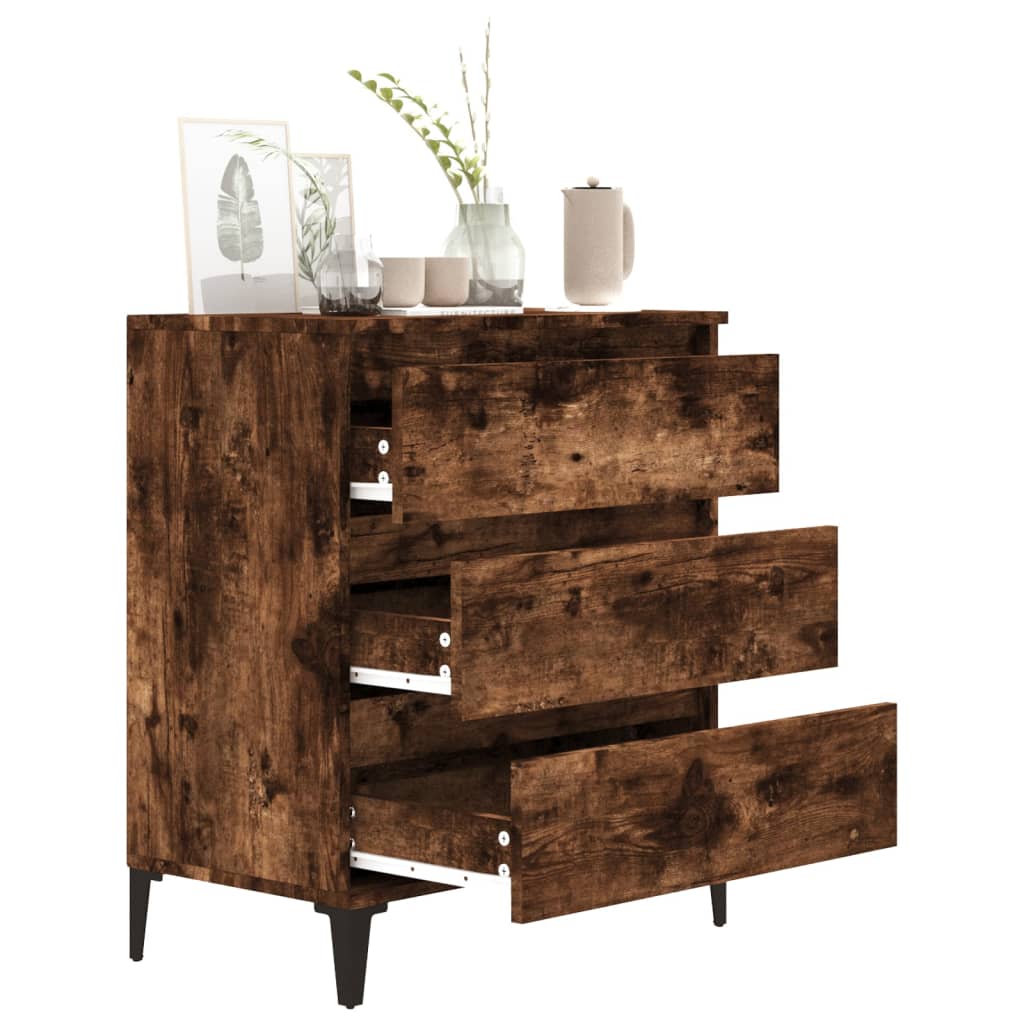Dressoir 60X35X70 Cm Bewerkt Hout Gerookt Eikenkleurig