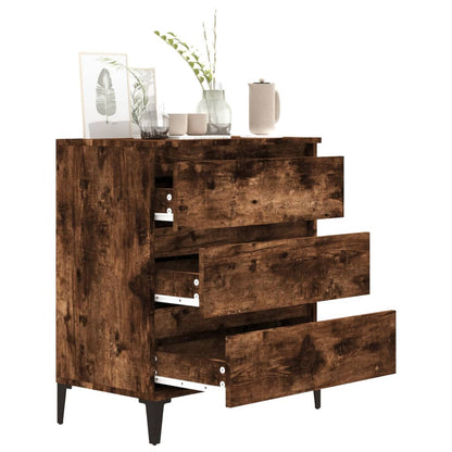 Dressoir 60X35X70 Cm Bewerkt Hout Gerookt Eikenkleurig
