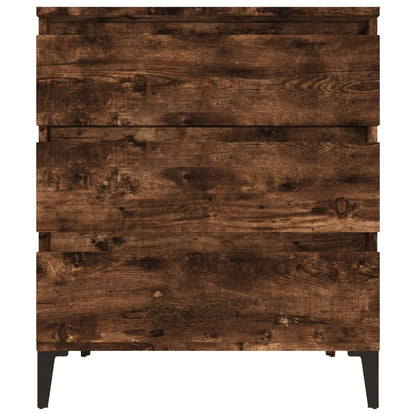 Dressoir 60X35X70 Cm Bewerkt Hout Gerookt Eikenkleurig