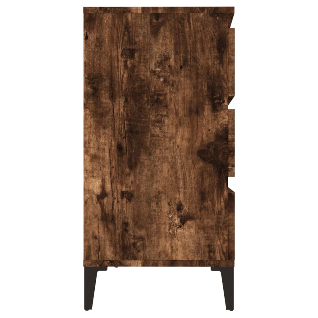 Dressoir 60X35X70 Cm Bewerkt Hout Gerookt Eikenkleurig