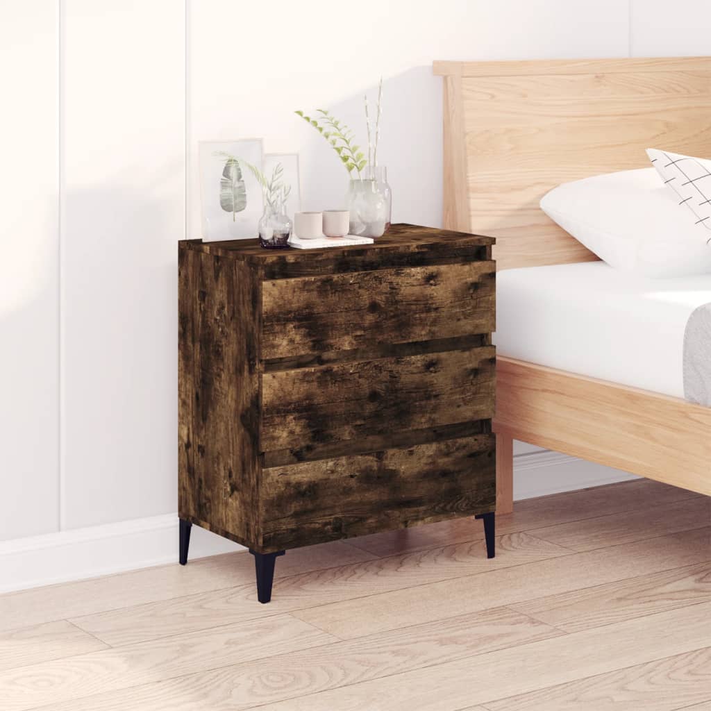 Dressoir 60X35X70 Cm Bewerkt Hout Gerookt Eikenkleurig