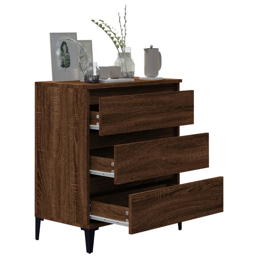 Dressoir 60X35X70 Cm Bewerkt Hout Bruin Eikenkleur