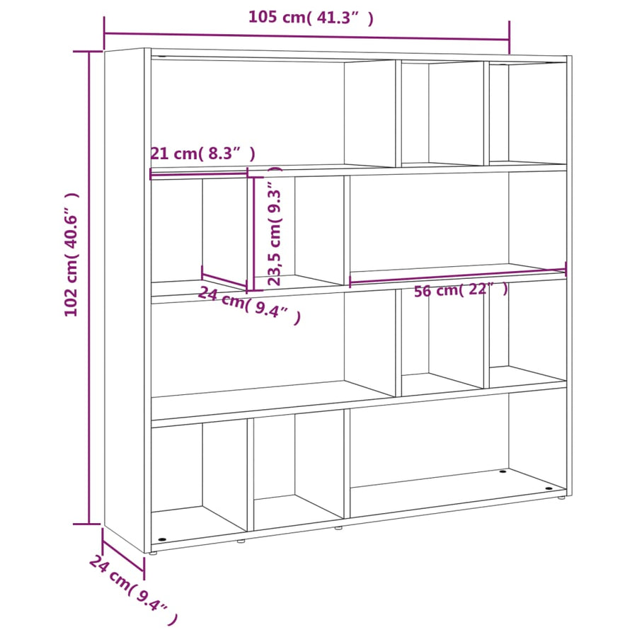 Boekenkast/kamerscherm 105x24x102 cm gerookt eikenkleurig Gerookt eiken
