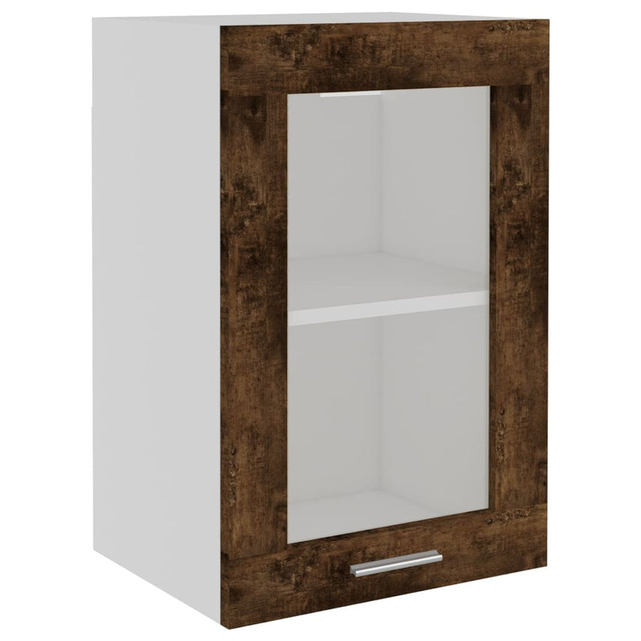 Wandkast 40x31x60 cm glas en bewerkt hout gerookt eikenkleurig Gerookt eiken
