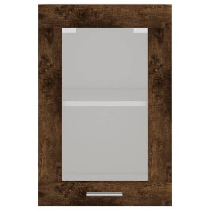 Wandkast 40x31x60 cm glas en bewerkt hout gerookt eikenkleurig Gerookt eiken