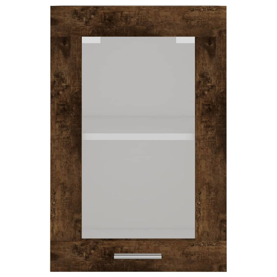 Wandkast 40x31x60 cm glas en bewerkt hout gerookt eikenkleurig Gerookt eiken