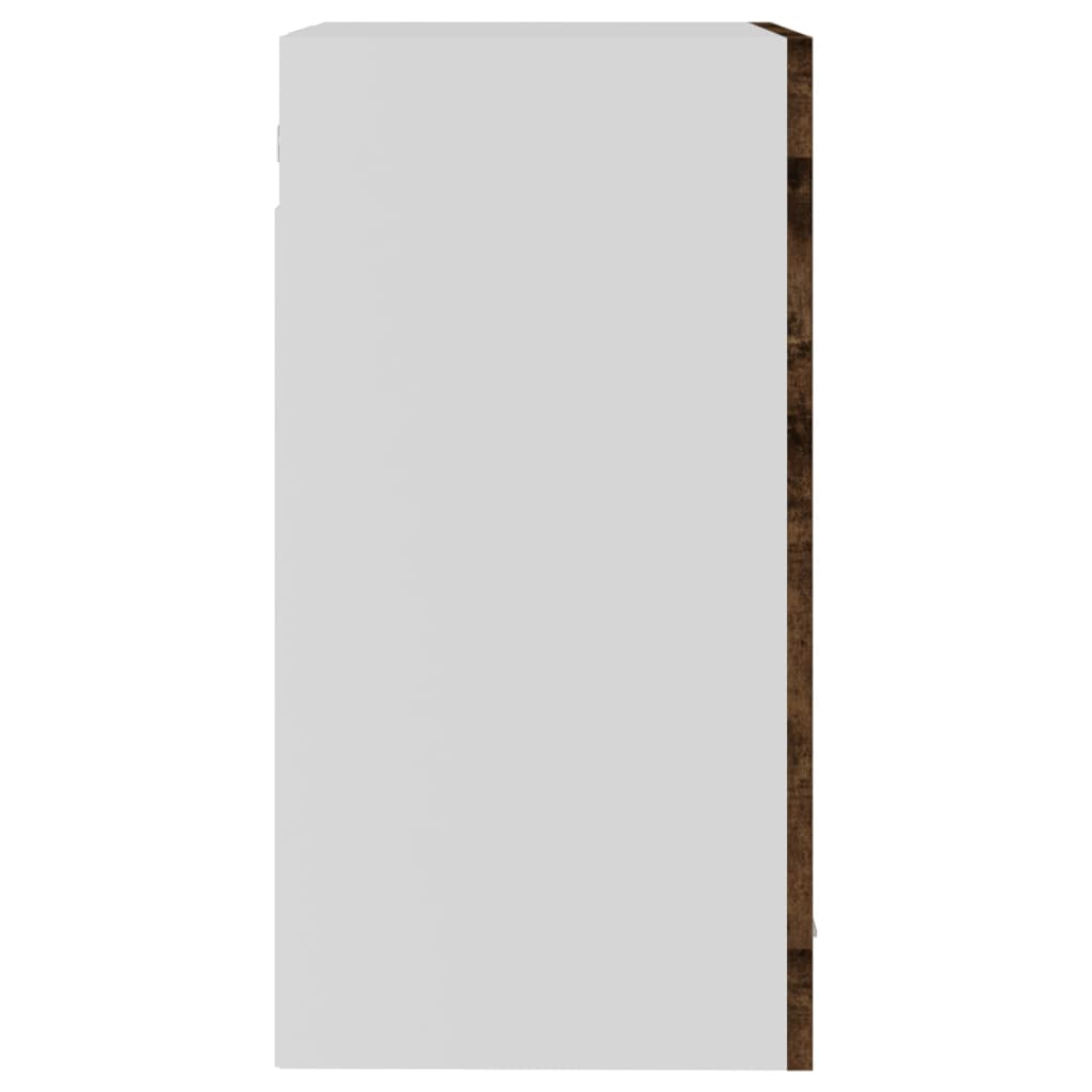 Wandkast 40x31x60 cm glas en bewerkt hout gerookt eikenkleurig Gerookt eiken