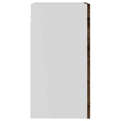Wandkast 40x31x60 cm glas en bewerkt hout gerookt eikenkleurig Gerookt eiken