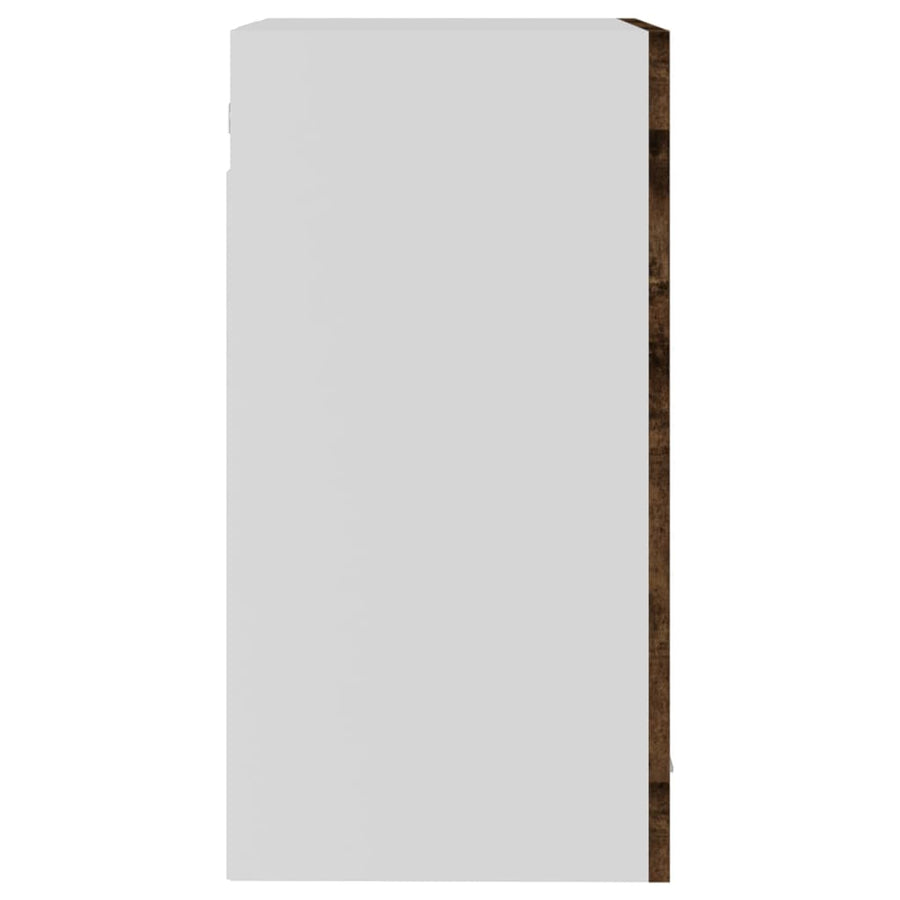 Wandkast 40x31x60 cm glas en bewerkt hout gerookt eikenkleurig Gerookt eiken